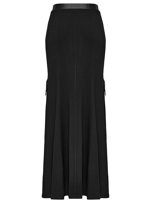 Black Sexy Side Slit Tie Front Center See Through Mesh Patchwork Punk ...