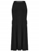 Black Sexy Side Slit Tie Front Center See Through Mesh Patchwork Punk Style Knitted Skirt
