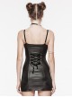 Sexy Black And Red Laminated Front And Back Studded Webbing Decoration Punk Style Adjustable Suspender Dress