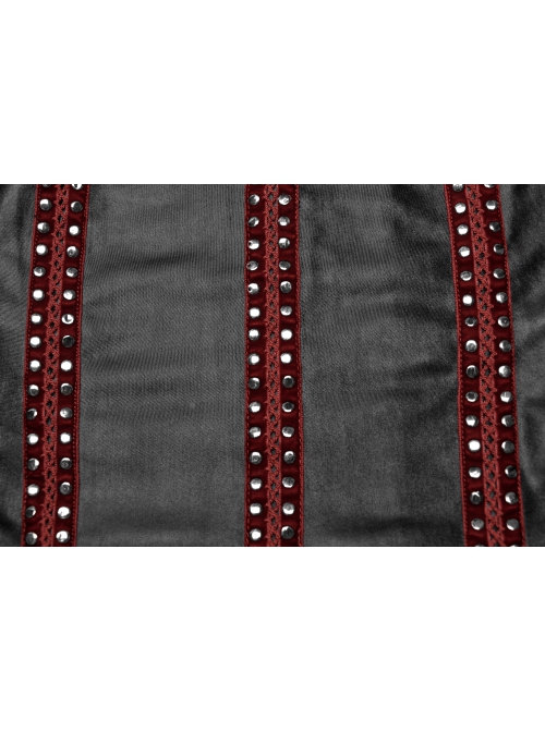 Sexy Black And Red Laminated Front And Back Studded Webbing Decoration Punk Style Adjustable Suspender Dress