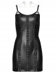 Sexy Black Laminated Front And Back Studded Webbing Decoration Punk Style Adjustable Suspender Dress