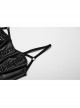 Sexy Black Laminated Front And Back Studded Webbing Decoration Punk Style Adjustable Suspender Dress
