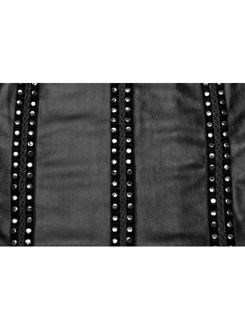 Sexy Black Laminated Front And Back Studded Webbing Decoration Punk Style Adjustable Suspender Dress