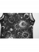 Black Starry Sky Print Pattern Slightly See Through Turtleneck Stretch Mesh Gothic Style Sleeveless Daily T-Shirt