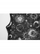 Black Starry Sky Print Pattern Slightly See Through Turtleneck Stretch Mesh Gothic Style Sleeveless Daily T-Shirt