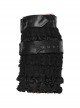 Rebellious Black Ruffled Mesh Spliced Stretch Knit With Removable Leather Straps Punk Style Skirt