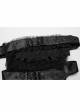 Rebellious Black Ruffled Mesh Spliced Stretch Knit With Removable Leather Straps Punk Style Tube Top