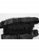 Rebellious Black Ruffled Mesh Spliced Stretch Knit With Removable Leather Straps Punk Style Tube Top