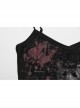 Black And Red Dark Bear Print With Stretch Mesh Gothic Style Daily Adjustable Shoulder Strap T-Shirt