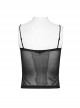 Black And Red Dark Bear Print With Stretch Mesh Gothic Style Daily Adjustable Shoulder Strap T-Shirt