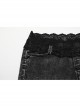 Black Sexy High-Waisted Lace Spliced Micro-Elastic Denim Fabric Punk Style Wild Hot Shorts