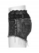 Black Sexy High-Waisted Lace Spliced Micro-Elastic Denim Fabric Punk Style Wild Hot Shorts