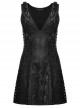 Black Snake Print Taped PU Leather Shoulder Strap Punk Style Deep V-Neck Sleeveless Dress