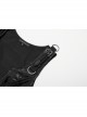 Black Snake Print Taped PU Leather Shoulder Strap Punk Style Deep V-Neck Sleeveless Dress