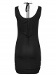 Personalized Black Elastic Mid Front Metal Chain Braid With Elastic Mesh Punk Style Slim Sleeveless Dress