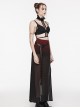 Black And Red See Through High Slit Chiffon Patchwork Tapered Belt Gothic Style Daily Skirt