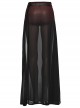 Black And Red See Through High Slit Chiffon Patchwork Tapered Belt Gothic Style Daily Skirt