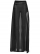 Black See Through High Slit Chiffon Patchwork Tapered Belt Gothic Style Daily Skirt