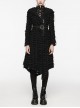 Retro Black Twill Ripped Mesh With Independent Belt Punk Style Asymmetrical Hooded Jacket