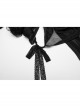 Black See Through Chiffon With Lapel Crackle Leather Side Cross Lace Tie Rope Gothic Style Flowing Jacket