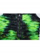 Black And Green Tie Dye Patchwork Taped Knit Front Drawstring Punk Style Hip Hugging Suspender Dress