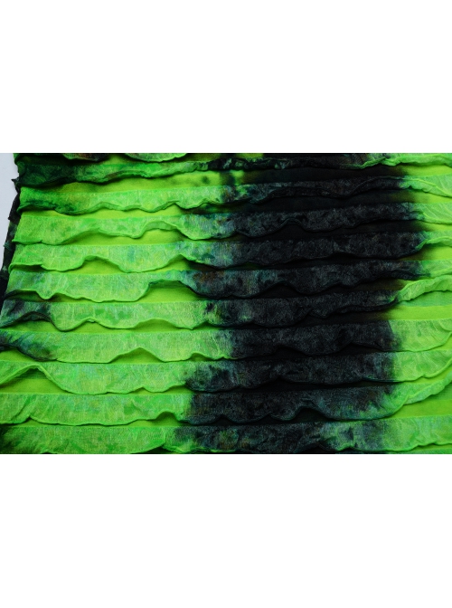 Black And Green Tie Dye Patchwork Taped Knit Front Drawstring Punk Style Hip Hugging Suspender Dress