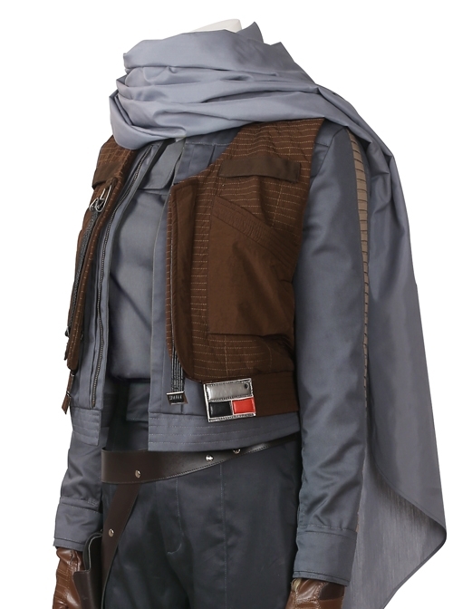 Rogue One A Star Wars Story Jyn Erso Halloween Cosplay Costume Brown Short Vest