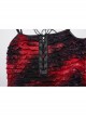 Red And Black Tie Dye Patchwork Taped Knit Front Drawstring Punk Style Hip Hugging Suspender Dress