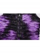 Black Purple Tie Dye Patchwork Taped Knit Front Drawstring Punk Style Hip Hugging Suspender Dress