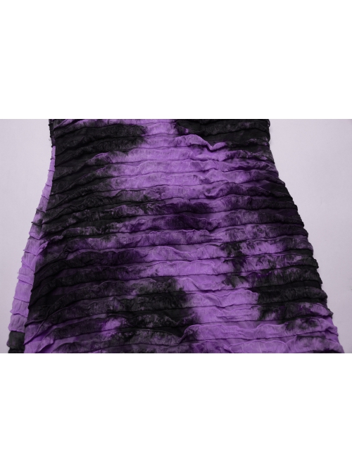 Black Purple Tie Dye Patchwork Taped Knit Front Drawstring Punk Style Hip Hugging Suspender Dress