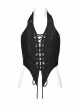 Sexy Halter Neck Backless Front Panel Tie With Pointed Hem Punk Style Personalized Vest