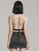 Sexy Halter Neck Backless Front Panel Tie With Pointed Hem Punk Style Personalized Vest