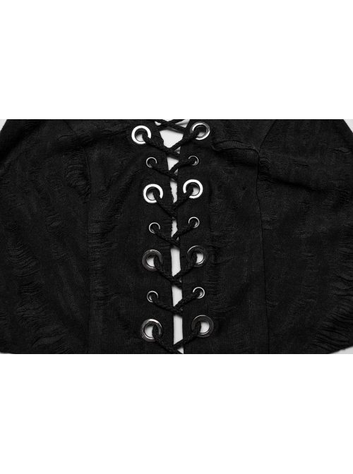 Sexy Halter Neck Backless Front Panel Tie With Pointed Hem Punk Style Personalized Vest