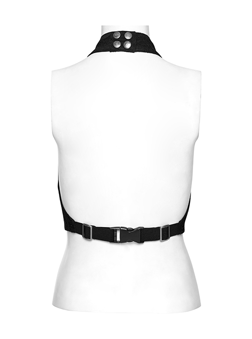 Sexy Halter Neck Backless Front Panel Tie With Pointed Hem Punk Style Personalized Vest