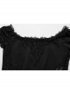 Sexy One Line Collar Black Knitted With Lace Side String Gothic Short Sleeved T-Shirt