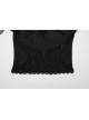Sexy One Line Collar Black Knitted With Lace Side String Gothic Short Sleeved T-Shirt