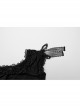 Sexy One Line Collar Black Knitted With Lace Side String Gothic Short Sleeved T-Shirt