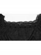 Lightweight And Slightly Sheer Black Lace Mesh Tiered Pointed Hem Gothic Short Sleeved Dress