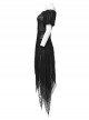 Lightweight And Slightly Sheer Black Lace Mesh Tiered Pointed Hem Gothic Short Sleeved Dress