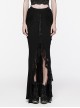 Personalized Slim Fit Black Stretch Knit Patchwork Lace Side Pleated Gothic Skirt