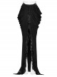Personalized Slim Fit Black Stretch Knit Patchwork Lace Side Pleated Gothic Skirt