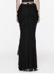 Personalized Slim Fit Black Stretch Knit Patchwork Lace Side Pleated Gothic Skirt