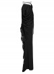 Personalized Slim Fit Black Stretch Knit Patchwork Lace Side Pleated Gothic Skirt