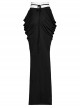 Personalized Slim Fit Black Stretch Knit Patchwork Lace Side Pleated Gothic Skirt