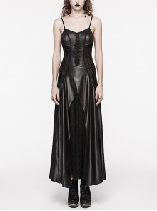 Black Burnt Embossed Chiffon Gothic Suspender Sleeveless Dress