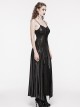 Black Burnt Embossed Chiffon Gothic Suspender Sleeveless Dress