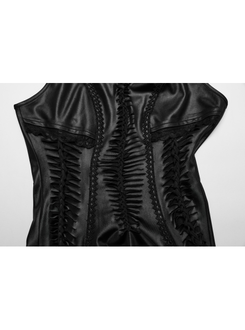 Black Burnt Embossed Chiffon Gothic Suspender Sleeveless Dress