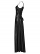 Black Burnt Embossed Chiffon Gothic Suspender Sleeveless Dress