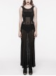 Sexy Stretchy Fin Mesh Back Adjustable Gothic Style Slightly See Through Sleeveless Dress
