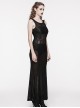 Sexy Stretchy Fin Mesh Back Adjustable Gothic Style Slightly See Through Sleeveless Dress